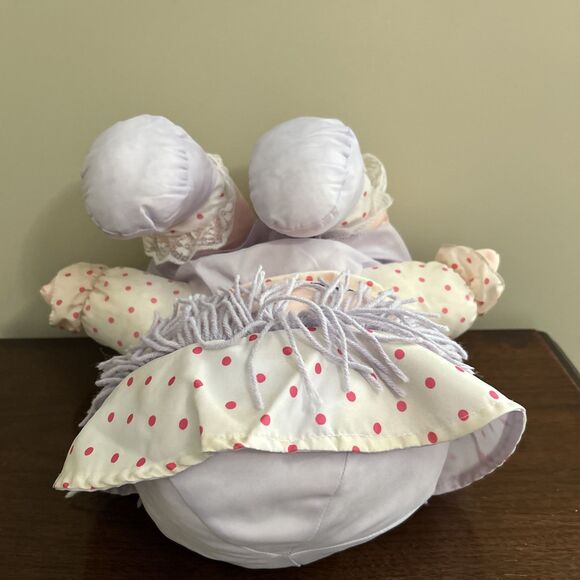 Vintage DOLLY MINE Plush Doll Purple Dress Eyes Hair Cherries Pink Dots 22" - Picture 8 of 10